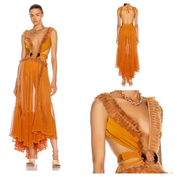PatBo Dresses & Skirts - PatBo Netted Fringe Beach Dress Sunflower